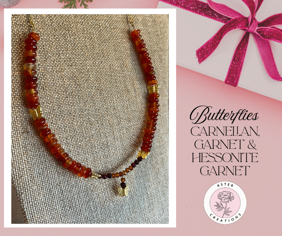 Carnelian with Butterflies Choker Necklace