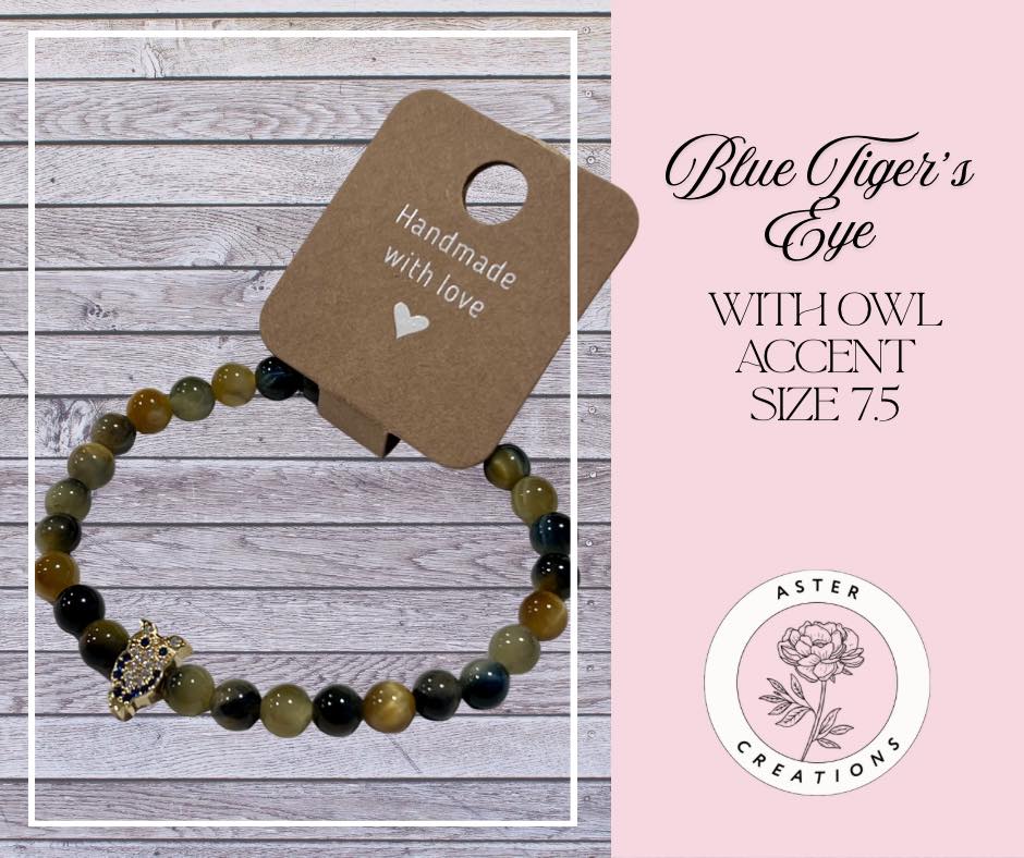 Blue Tiger's Eye Owl Bracelet
