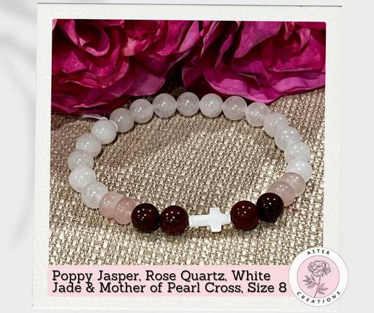 Mother of Pearl Cross Bracelet, Size 8