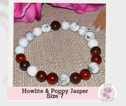 Howlite & Poppy Jasper Bracelet, Size 7