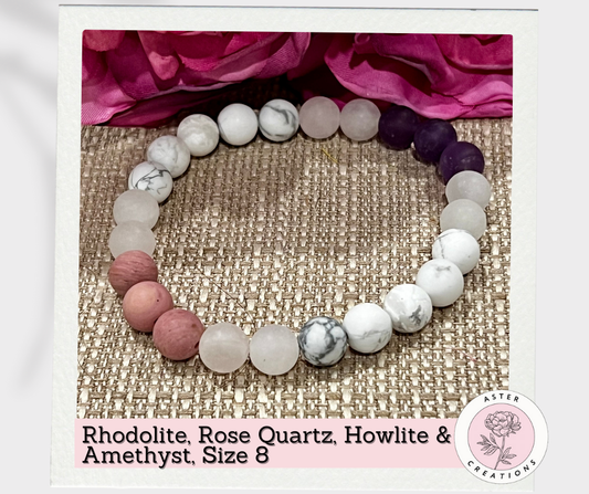 Rose Quartz & Amethyst Bracelet, Size 8
