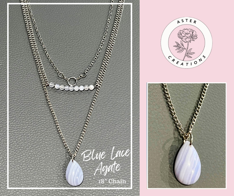 Layered Necklace Set with Blue Lace Agate