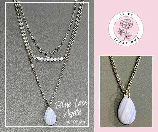Layered Necklace Set with Blue Lace Agate