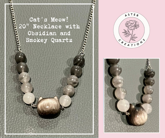 Cat's Meow in Obsidian & Smokey Quartz