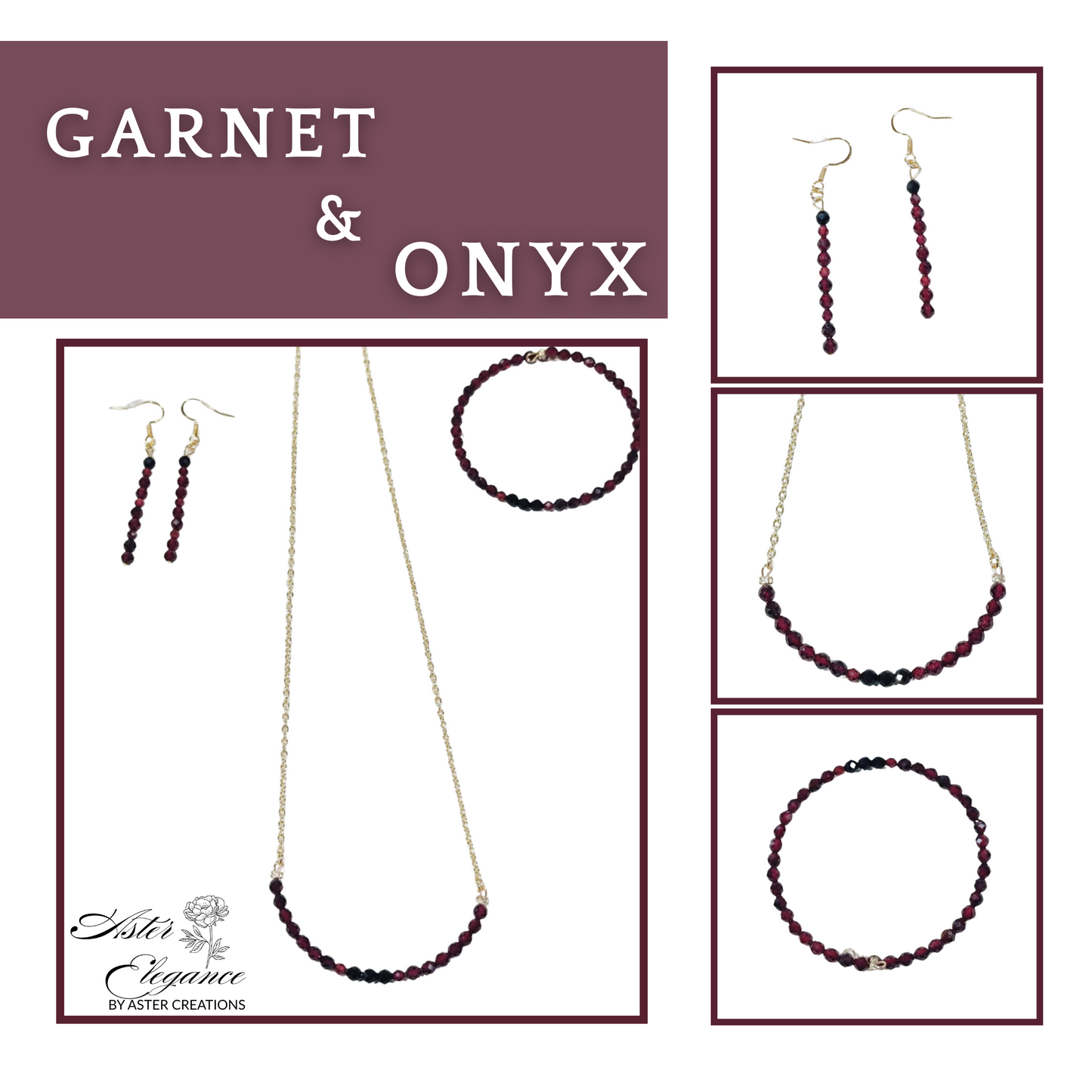 Black Onyx & Garnet Trio