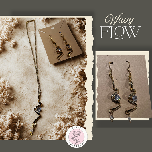 Wavy Flow Necklace & Earring Set