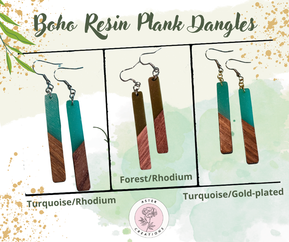 Boho Resin Plank Dangle Earrings