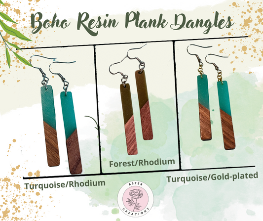 Boho Resin Plank Dangle Earrings