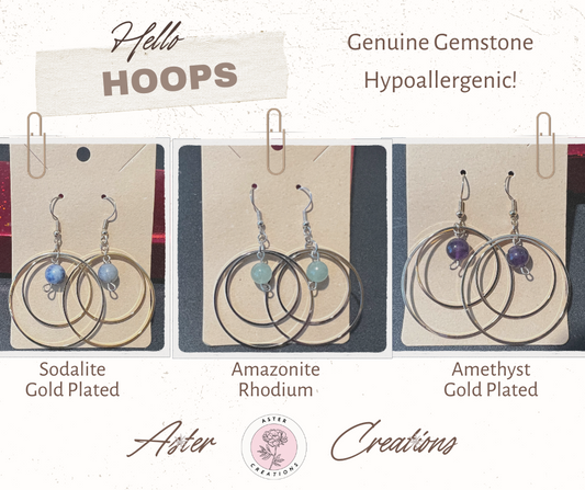Hoops with Genuine Gemstone