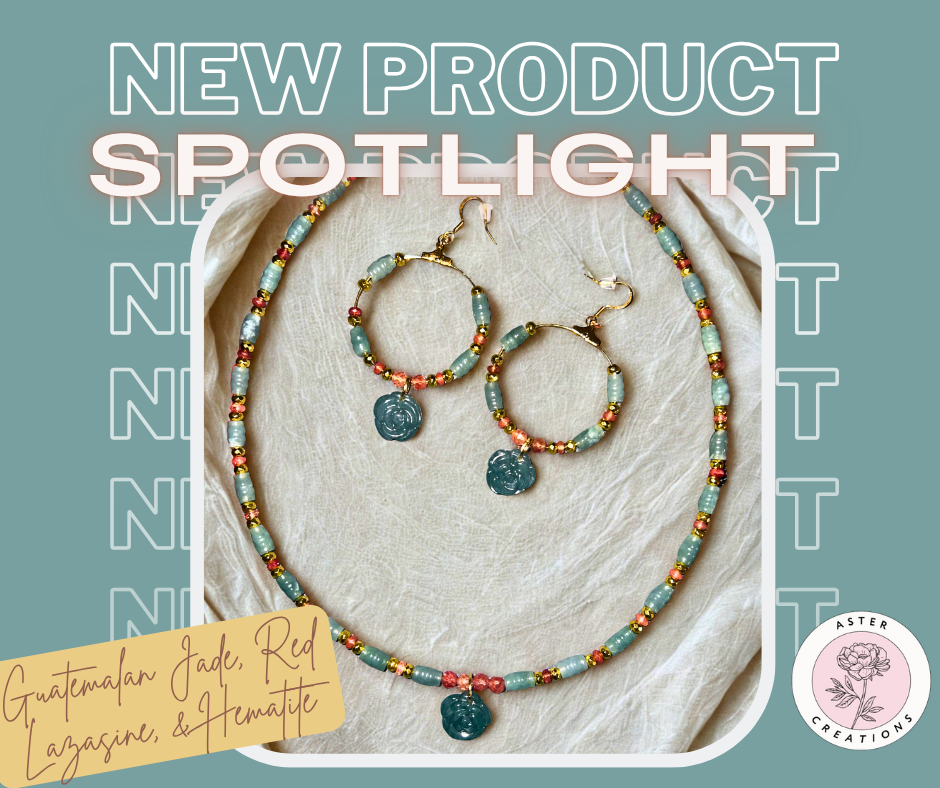 Guatemalan Jade Necklace & Earrings Set