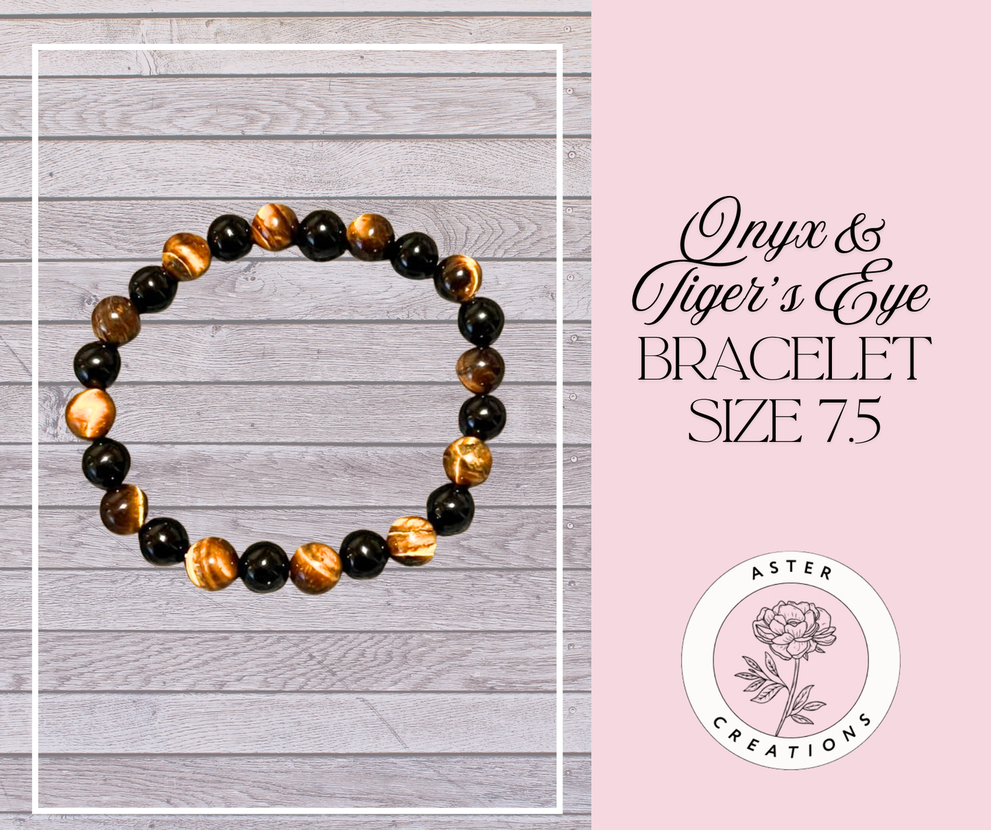 Onyx & Tiger's Eye Bracelet Size 7.5