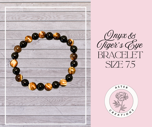 Onyx & Tiger's Eye Bracelet Size 7.5