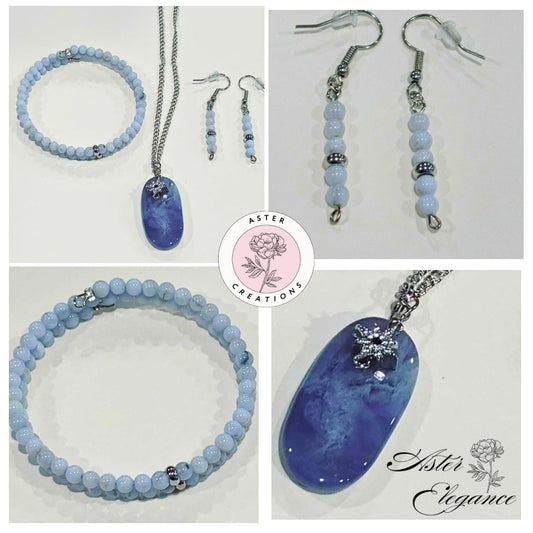 Blue Lace Agate and Blue Chalcedony Trio