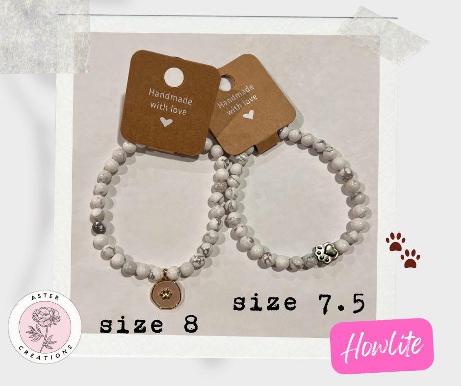 Howlite Paw Bracelets